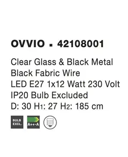 Moderní závěsná svítidla Nova Luce Průzračné závěsné svítidlo Ovvio ve tvaru koule - 1 x 60 W, pr. 300 x 270 mm NV 42108001