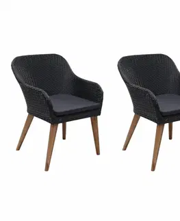 Zahradní křesla a židle Zahradní židle 2 ks s poduškami polyratan Dekorhome Hnědá