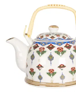 Džbány Konvice na čaj s květinovými ornamenty - 18*14*12 cm / 0,8L Clayre & Eef 6CETE0062