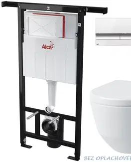 WC sedátka ALCADRAIN Jádromodul předstěnový instalační systém s bílým/ chrom tlačítkem M1720-1 + WC LAUFEN PRO RIMLESS + SEDÁTKO AM102/1120 M1720-1 LP1