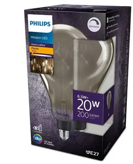 LED žárovky Philips Vintage LED žárovka E27 A160 6,5W 200lm 1800K stmívatelná, smoky