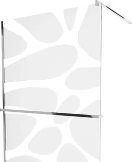 Sprchové zástěny MEXEN/S KIOTO Sprchová zástěna WALK-IN s poličkou a držákem ručníků 80 x 200, bílý dekor 8 mm, chrom 800-080-121-01-97