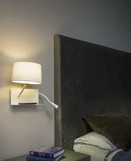 Nástěnná svítidla s látkovým stínítkem FARO HANDY nástěnná lampa, bílá, se čtecí LED lampičkou vlevo