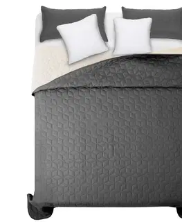 Jednobarevné přehozy na postel Kvalitní tmavě šedé přehozy na manželskou postel se vzorem diamantu 200 x 220 cm