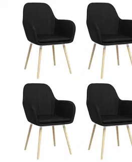 Židle Jídelní židle 4 ks látka / bukové dřevo Dekorhome Černá