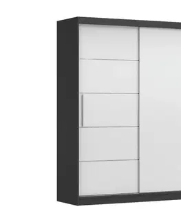Šatní skříně Idzczak Meble Šatní skříň ALBA II 250 cm bílá/dub sonoma, varianta bez osvětlení