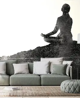 Samolepící tapety Samolepící tapeta meditace ženy v černobílém provedení