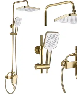 Sprchy a sprchové panely Sprchový set Rea Hass - vanová baterie s ruční a dešťovou sprchou zlatá