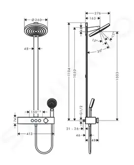 Sprchy a sprchové panely HANSGROHE Pulsify S Sprchový set s termostatem, průměr 26 cm, 3 proudy, EcoSmart, matná černá 24241670