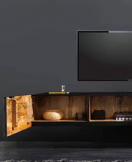 TV stolky LuxD Designový závěsný TV stolek Venetia 160 cm černo-zlatý