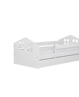 Dětské postýlky Kocot kids Dětská postel Kacper bílá, varianta 80x140, bez šuplíků, s matrací