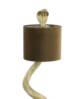 Lampy Zlatá stolní lampa va tvaru hada Snake s karamelovým stínidlem - 27*25*68cm / E27 Light & Living 1863884