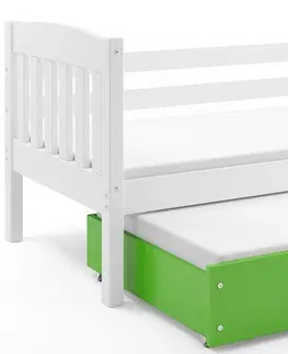 Postele BMS Dětská postel KUBUŠ 2 s přistýlkou | bílá Barva: bílá / zelená, Rozměr: 200 x 90 cm