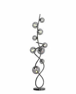 LED stojací lampy WOFI Stojací lampa Nancy 9x 3,5W G9 3150lm 3000K černý chrom + kouřová 3014-905