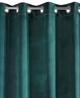 Jednobarevné hotové závěsy Krásný sametový závěs petrolejové barvy 140 x 250 cm