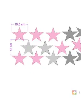 Samolepky na zeď Dětské samolepky na zeď - Růžové hvězdy