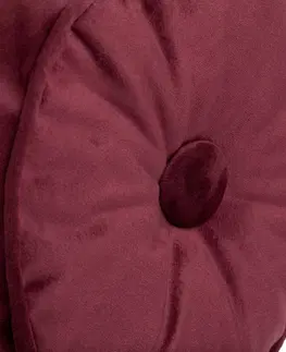Dekorační polštáře Sametový polštářek ve tvaru válce ve vínové barvě