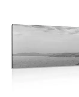 Černobílé obrazy Obraz dom na útese v čiernobielom prevedení