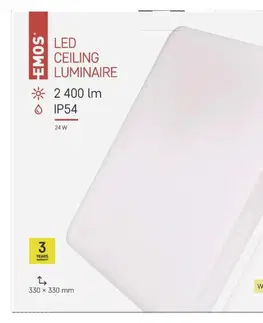 LED stropní svítidla EMOS LED přisazené svítidlo TORI, čtvercové bílé 24W teplá b., IP54 ZM4124