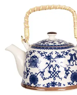 Džbány Konvička na čaj s modrými ornamenty - 18*14*12 cm / 0,8L Clayre & Eef 6CETE0082
