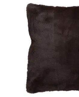 Dekorační polštáře Tmavě hnědý chlupatý polštář Cutie - 45*45*4 cm J-Line by Jolipa 76891
