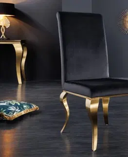 Luxusní jídelní židle Estila Moderní barokní jídelní židle Gold Barock s cabriole nohama zlatá/černá 104cm