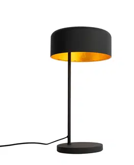 Stolni lampy Retro stolní lampa černá se zlatým vnitřkem - Jinte