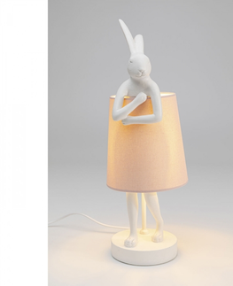 Designové stolní lampy a lampičky KARE Design Stolní lampa Animal Rabbit - bílorůžová 50cm