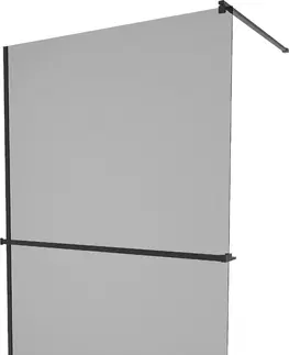Sprchové zástěny MEXEN/S KIOTO Sprchová zástěna WALK-IN s poličkou a držákem ručníků 120 x 200 cm, grafit 8 mm, černá 800-120-121-70-40