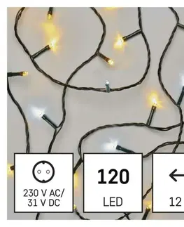 LED řetězy EMOS LED vánoční řetěz blikající, 12 m, venkovní i vnitřní, teplá/studená bílá, časovač D4AN02