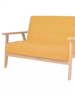 Pohovky Dvoumístná sedačka textil / dřevo Dekorhome Žlutá