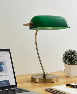 Stolní lampy kancelářské Lindby Selea - Bankéřská lampička se zeleným stínítkem