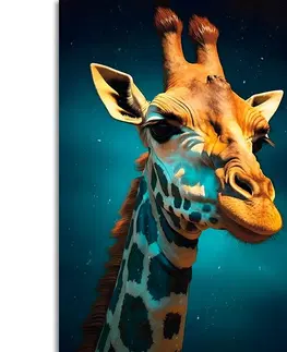 Obrazy vládci živočišné říše Obraz modro-zlatá žirafa