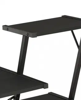 Pracovní stoly Psací stůl s policemi dřevotříska / ocel Dekorhome Černá / hnědá