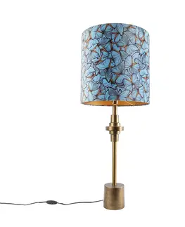 Stolni lampy Stolní lampa bronzový sametový odstín motýl design 40 cm - Diverso