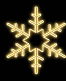 LED venkovní PROFI motivy DecoLED LED světelná vločka s hvězdou ve středu na VO, pr. 80 cm, teple bílá