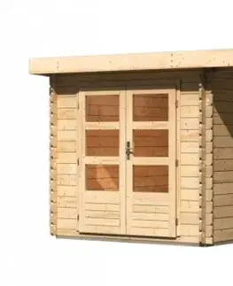 Dřevěné plastové domky Dřevěný zahradní domek BASTRUP 4 s přístavkem Lanitplast Šedá