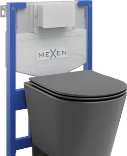 WC sedátka MEXEN/S WC předstěnová instalační sada Fenix XS-F s mísou WC Rico + sedátko softclose, tmavě šedá mat 68030724071