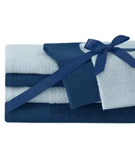 Ručníky AmeliaHome Sada 6 ks ručníků FLOSS klasický styl námořnicky modrá
