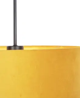 Zavesna svitidla Závěsná lampa s velurovým odstínem okrová se zlatem 35 cm - Combi
