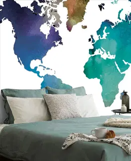 Samolepící tapety Samolepící tapeta barevná mapa světa v akvarelovém provedení