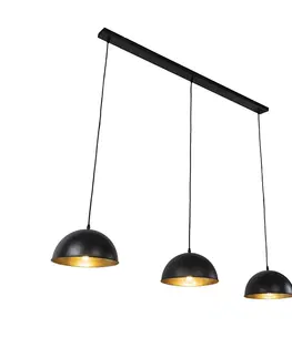 Zavesna svitidla Chytrá závěsná lampa černá se zlatým 3-světlem včetně Wifi A60 - Magnax
