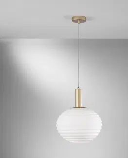 Závěsná světla Eco-Light Závěsné svítidlo Ripple, zlatá barva/opál, Ø 32 cm