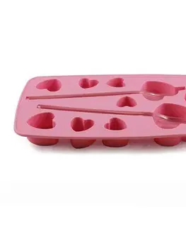 Pečicí formy TORO Forma silikon na led s brčkem, srdce, růžová
