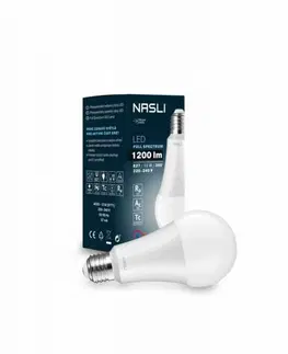 LED žárovky NASLI plnospekrální LED žárovka 12W E27 6500K 220-240V Ra93