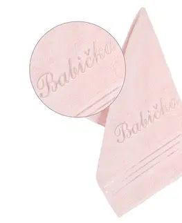 Ručníky Bellatex Froté ručník s výšivkou Babička růžová
