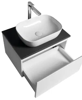 Koupelnový nábytek AQUALINE ALTAIR skříňka s deskou 62,5 cm, bílá/antracit břidlice AI267-03