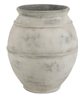 Dekorativní vázy Šedá antik baňatá keramická dekorační váza Vintage - Ø 56*67cm J-Line by Jolipa 17883