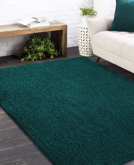 Chlupaté koberce Stylový koberec v tmavozelené barvě Šířka: 80 cm | Délka: 150 cm