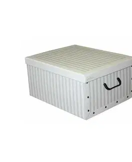 Úložné boxy Compactor Skládací úložná krabice - karton box Compactor Anton 50 x 40 x 25 cm, bílá / šedá